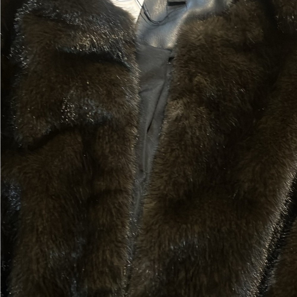 Zara Brown Faux Fur Jacket - Picture 5 of 5
